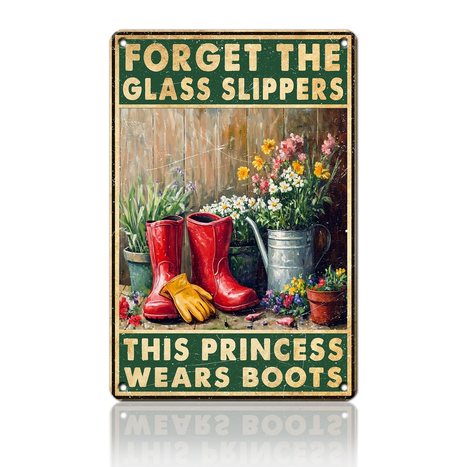 Anceky Forget The Glass Slippers This Princess Wears Boots Metal Sign Vintage Tin Sign Retro Wall Decor for Backyard Home Entryway Cafe Kitchen 12×16 Inch