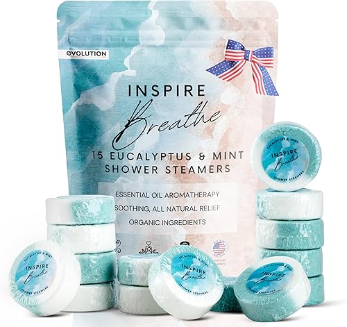 Inspire - Vaporizadores de ducha orgánicos para mujer, juego de regalo de 12 vaporizadores de ducha naturales, bombas de ducha para mujeres,