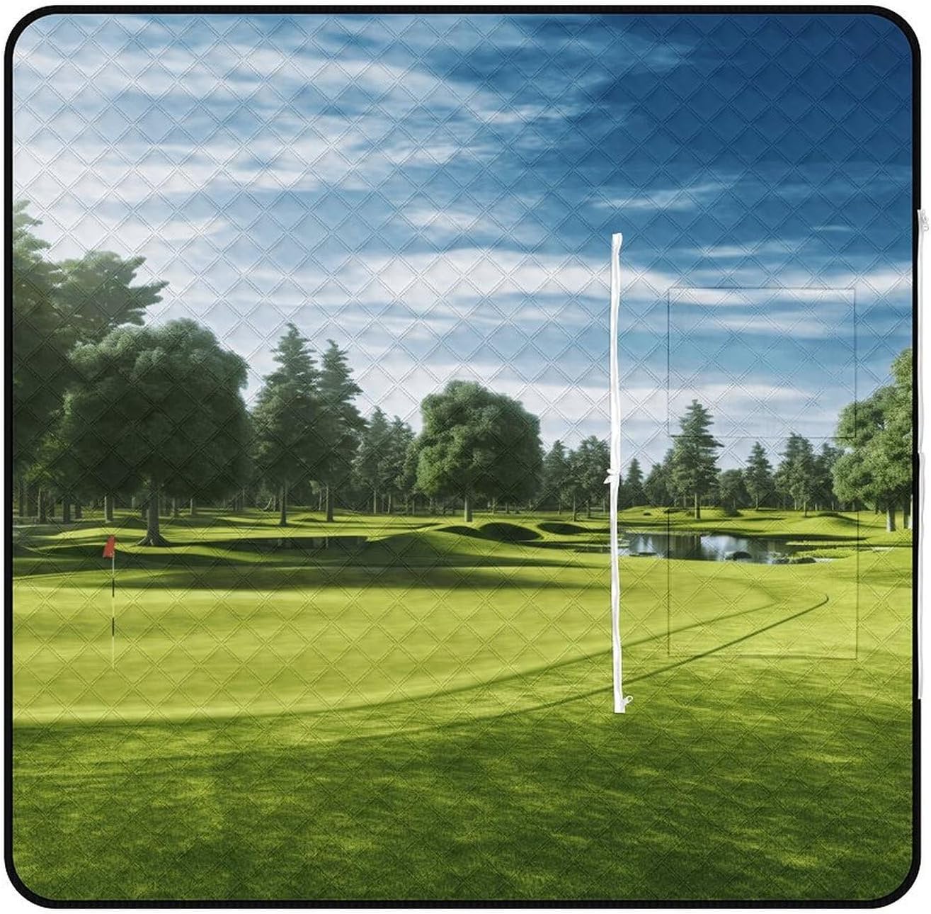 Golf Course Lawn Picnic Blanket with Zipper Water Resistant Sand Free Picnic Mat Washable Foldable Easy Carry Beach Blanket for Lawn Beach Hiking Camping