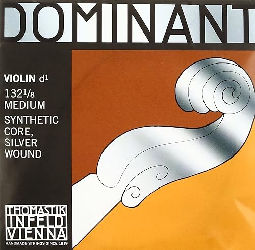 Miniatura 19 de Thomastik Dominant - Cuerda A para violín 4/4, calibre medio, aluminio-Perlón Metálico,Juego completo - Aluminio E,Cadena D - Aluminio,Núcleo