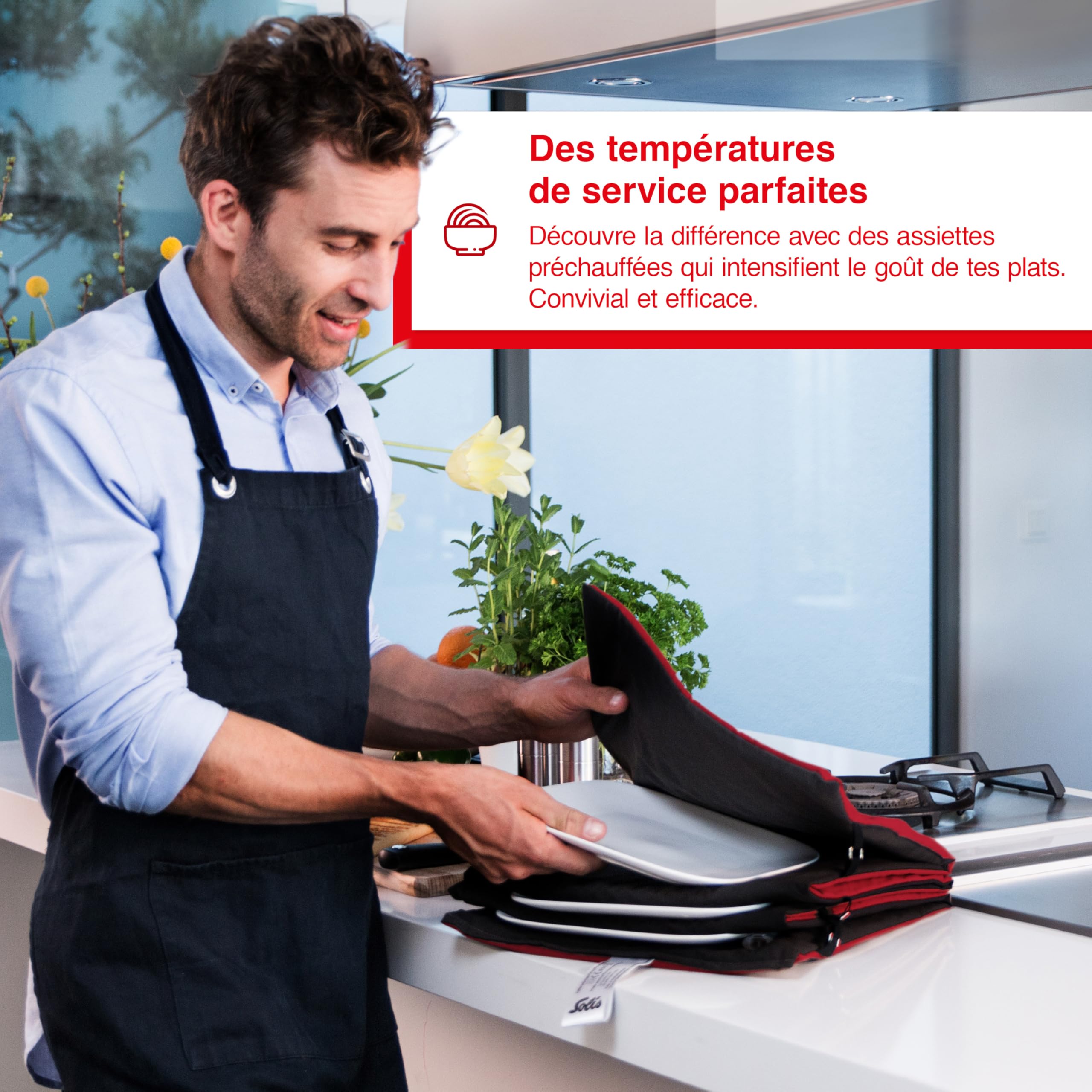 Solis Turbo Heat Chauffe-Assiettes électrique, 32 cm, pour jusqu'à 10 Assiettes, Accessoires de Cuisine pour Garder Les Assiettes au Chaud et Servir des Aliments, Plaque chauffante électrique avec
