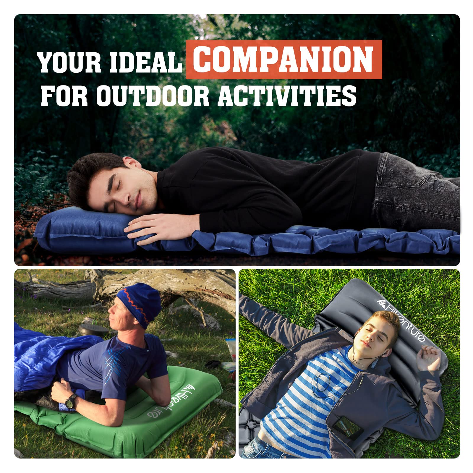 HIKENTURE® - Alfombra Aislante para Tractores y campistas, Volumen Compacto del Embalaje, Aislante y Ultraligero, colchón Inflable, Alfombra de Dormir Adecuada para Acampar, Viajar,