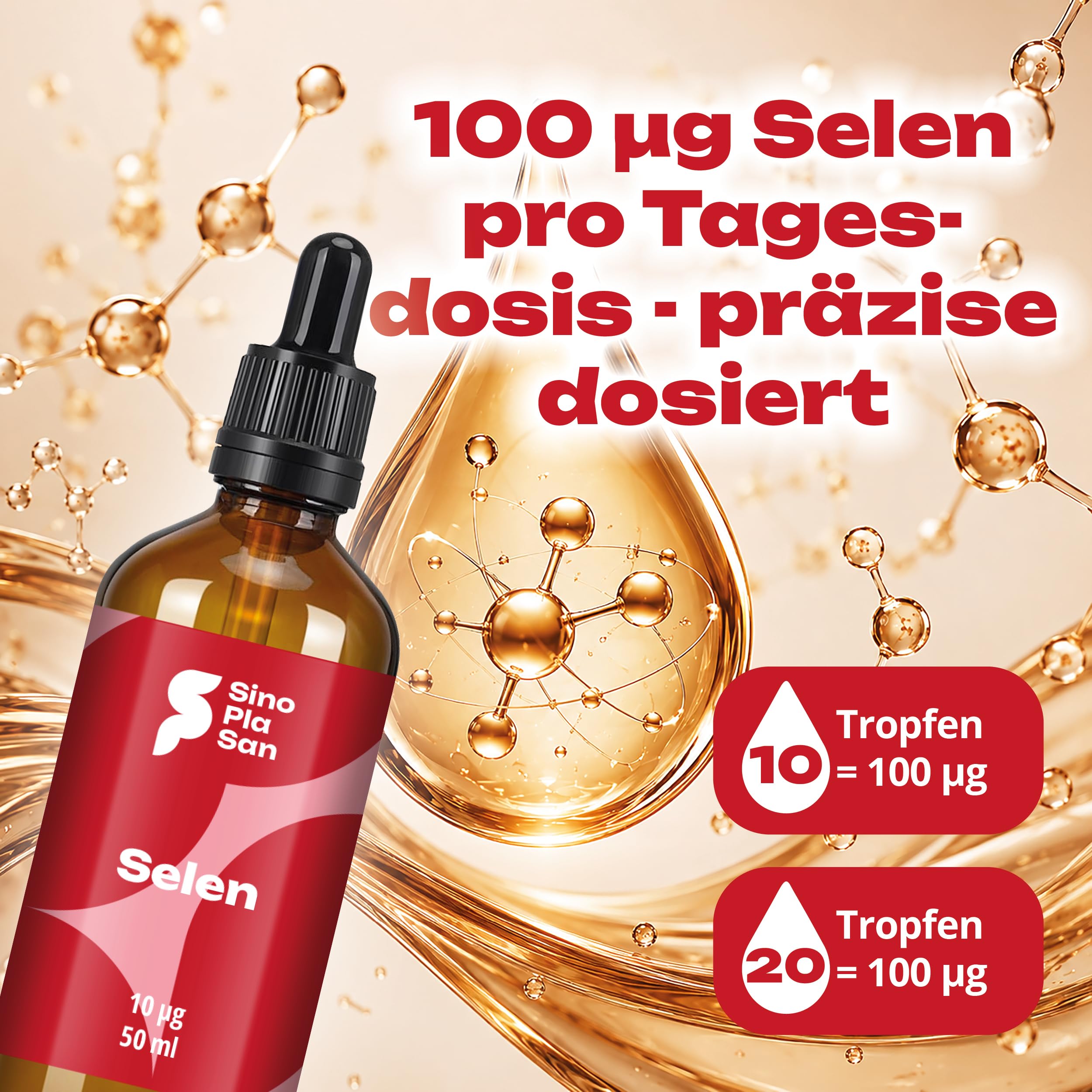 Selen Tropfen flüssig 200µg | 10µg pro Tropfen | 200µg pro Tagesdosis | SEHR HOHE AUFNAHMEFÄHIGKEIT | vegan | laborgeprüft | Made in Germany