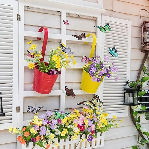 Miniatura 10 de Giegxin 24 piezas de decoraciones de mariposa monarca artificial de 4 tamaños de mariposa monarca, decoración de mariposa en púas, mariposas para