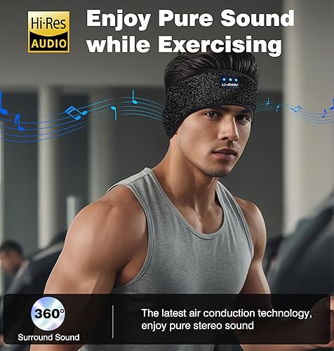 Miniatura 3 de LC-dolida Auriculares para Dormir Bluetooth 5.4 Diadema, Auriculares Inalámbricos Deportivos con Altavoz Estéreo HD Ultra-Delgado Resistente al
