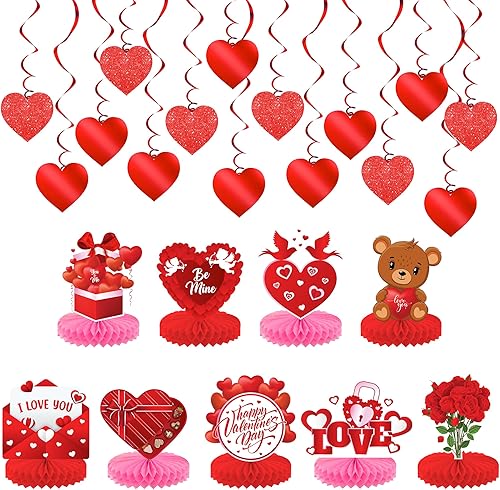 KatchOn, Remolinos de corazĂłn colgantes rojos con purpurina, paquete de 30, centro de mesa para el dĂa de San ValentĂn para mesa, paquete de 9, KatchOn, Remolinos de corazĂłn colgantes rojos con purpurina, paquete de 30, centro de mesa para el dĂa de San ValentĂn para mesa, paquete de 9,