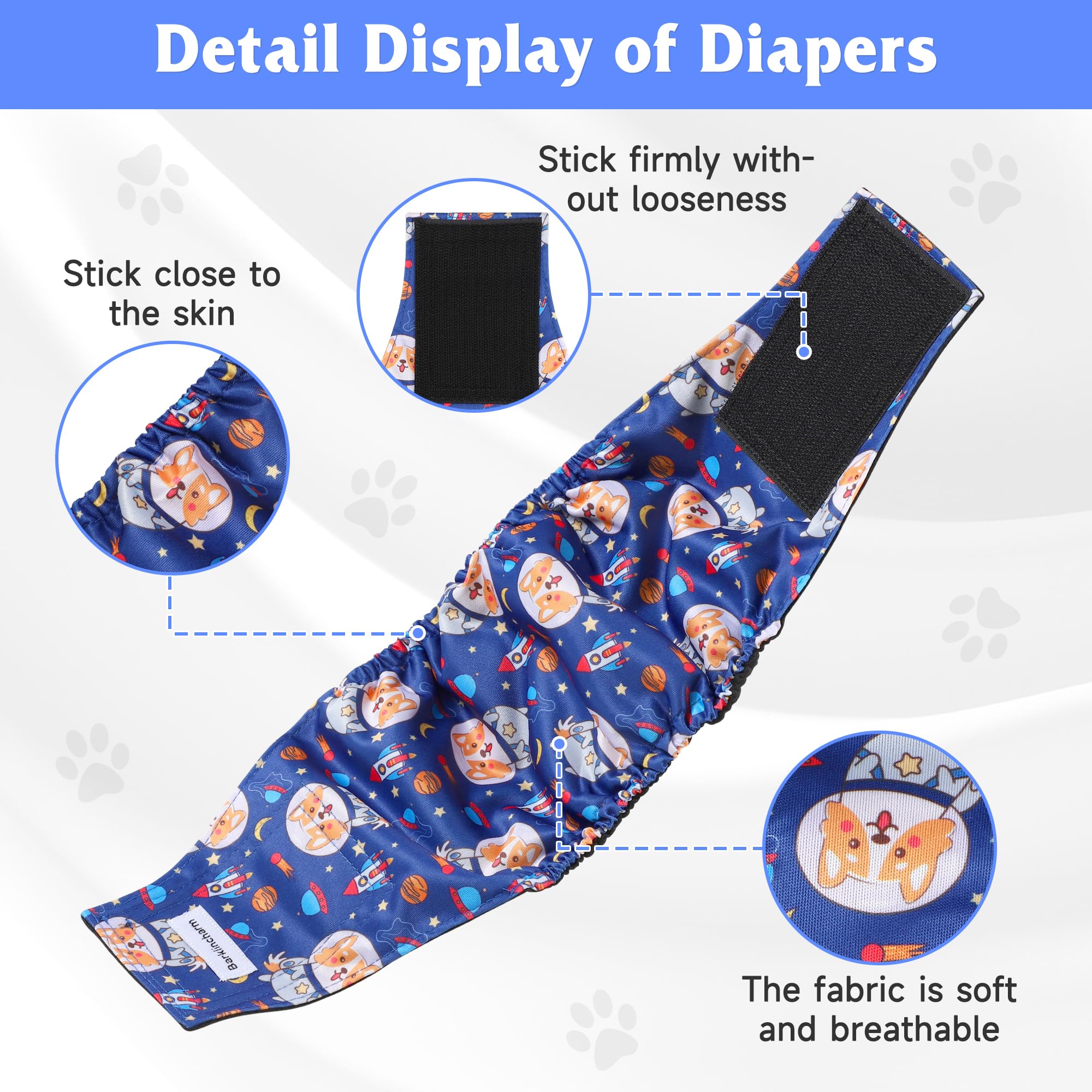 Paquete de 5 pañales para perros machos, envolturas para perros de alta absorción, bandas para el vientre para perros machos con incontinencia o micción frecuente, pañales lavables para