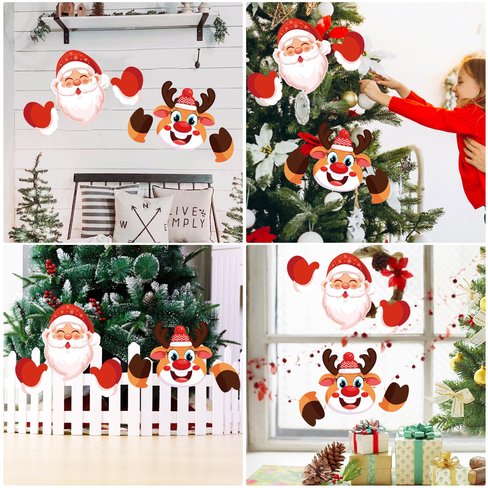 2Pcs Christmas Fence Peeker Decoration Santa Claus Elk Peeking Garden Yard Sign Decorations Cute Peeper Decorative Fence Home Decor Outdoor Lawn Pathway Parking Fence Art Sign Ornament for Holiday - Image 3