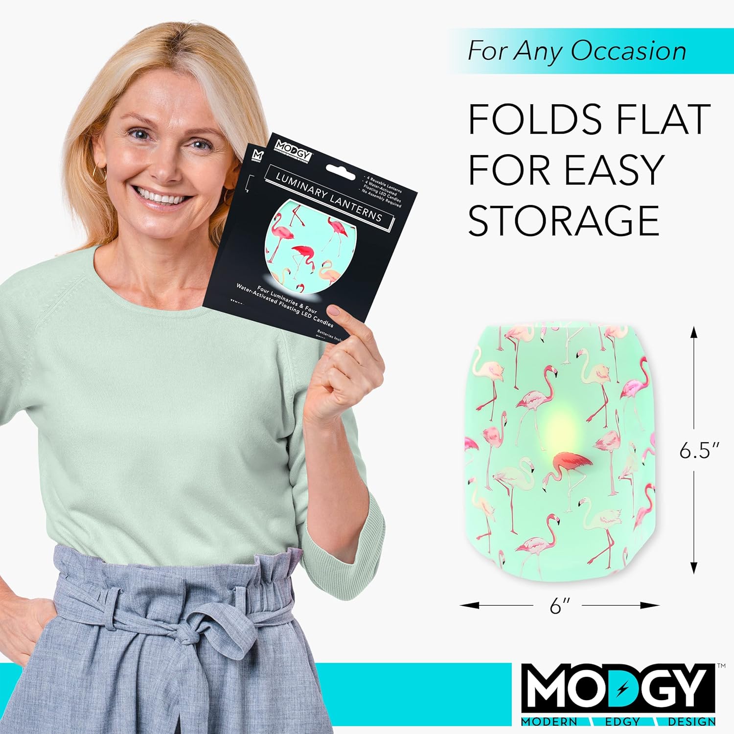 MODGY Luminary LED Lantern Candle Holder Decorative Indoor Outdoor Decor, Plastic Candle Lamps for Wedding Table Centerpiece Porch, with Flameless Floating Candles, PinkyDo, 2 Packs of 4