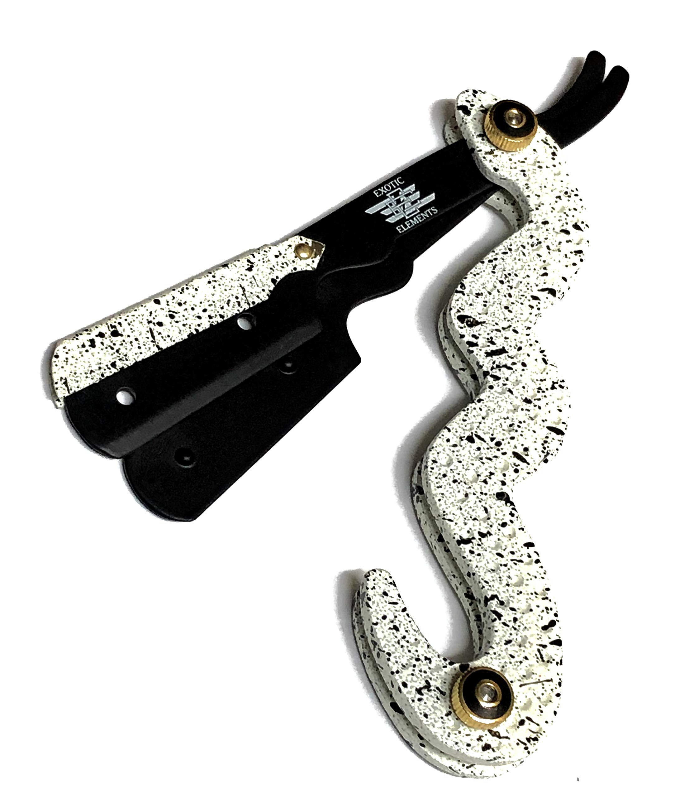 Cut Throat Traditional Style Straight Edge Hair Shaving Razor With Snake Design - Black and White with Amazing Texture