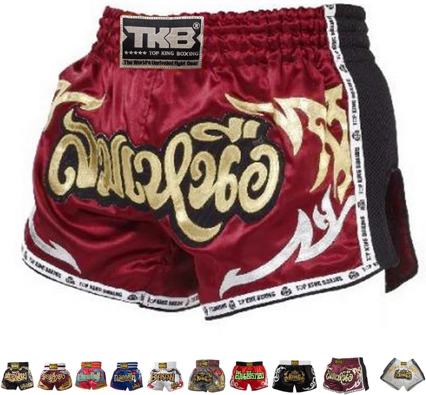 Short De Boxe Thaï TOP KING – Homme – Taille XL – Motif Décontracté Noir – Occasion