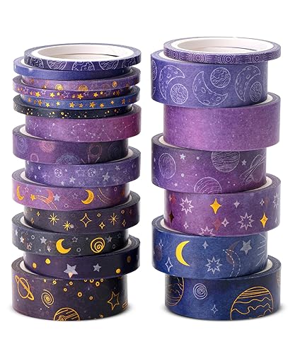 Mr. Pen- Washi Tape Set, 21 Rolls, Outer Space Design, Decorative With Measure Tape, Scrapbook Washi for Journaling, Craft - Outer Space - Assorted Sizes 21 Rolls