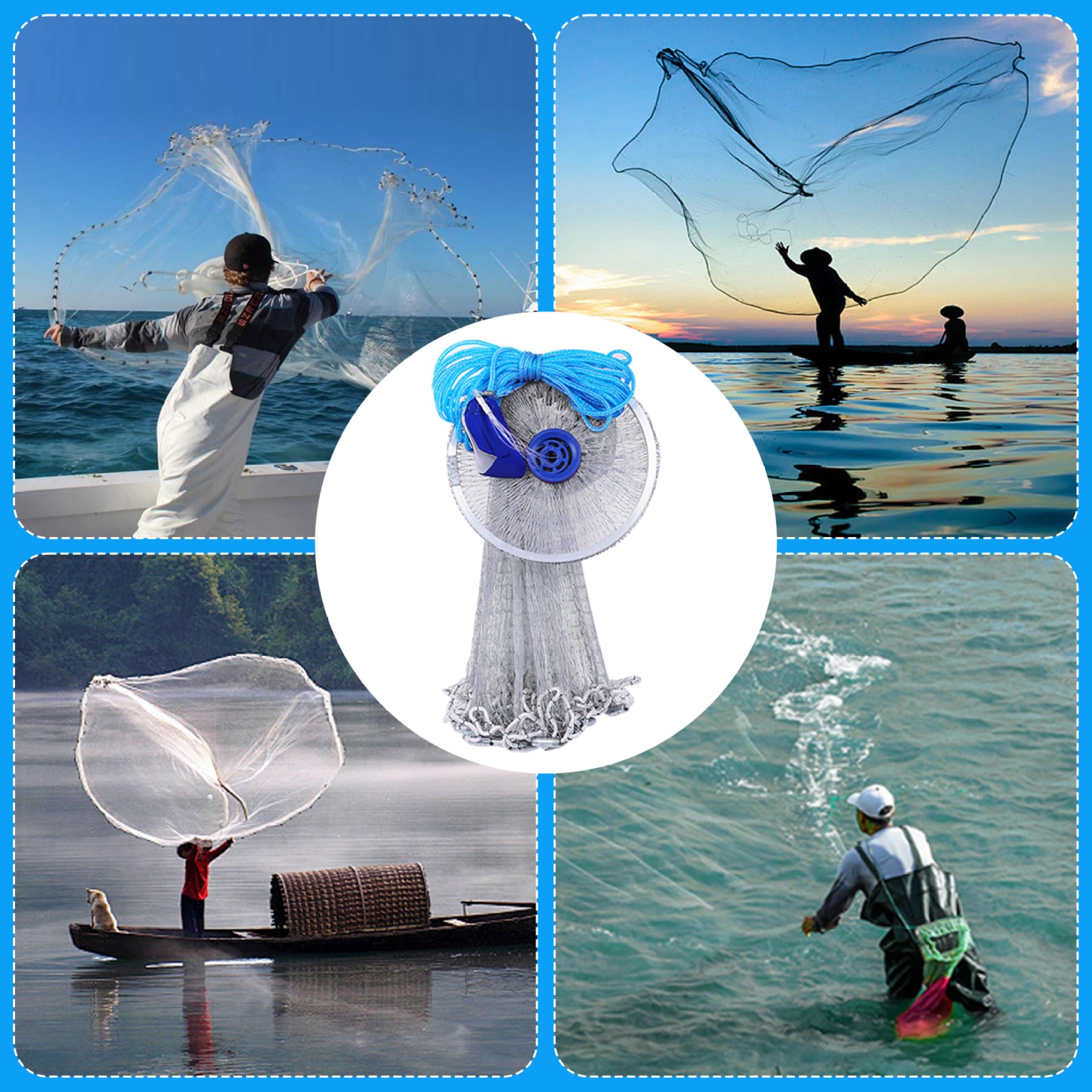 Rete Da Pesca A Lancio In Nylon - Diametro 1.8-7.2m Per Fiumi, Laghi E Mare - Foto 3