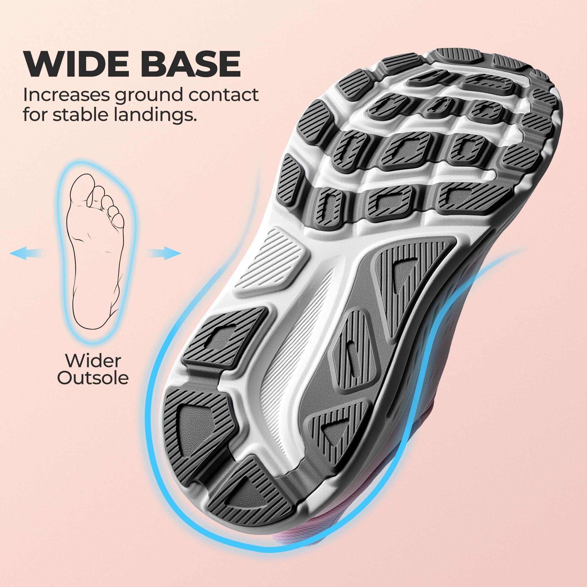 ALLSWIFIT Damskie wsuwane stabilne buty do biegania bez użycia rąk tenis antypoślizgowe wygodne trening siłownia oddychające lekkie modne trampki StediBase, różowy, 39.5 EU