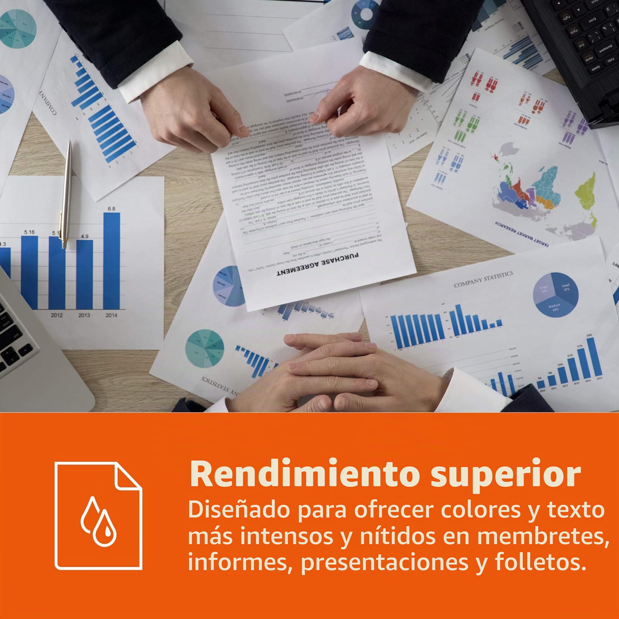 HP PAPERSPREMIUM, Papel superior de alta blancura, A4, 90 g/m2, caja 5 paquetes (2500 hojas)