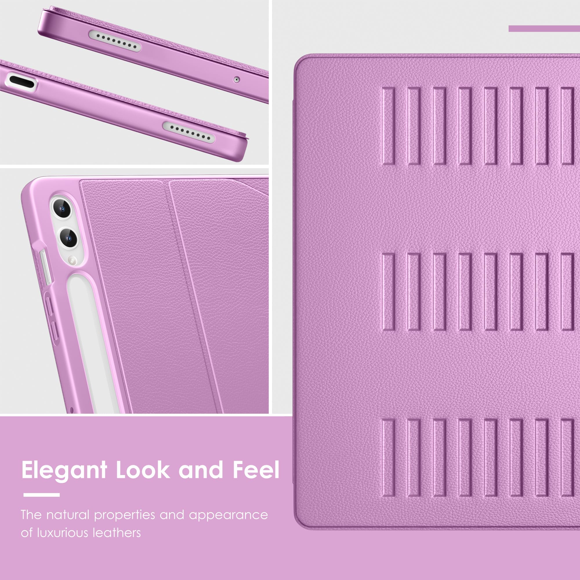 VIKESI Custodia per Samsung Galaxy Tab S10+ Plus 12,4" 2024 | Copertura con supporto multiangolare, retro morbido, portapenne, funzione automatica sleep/wake, viola