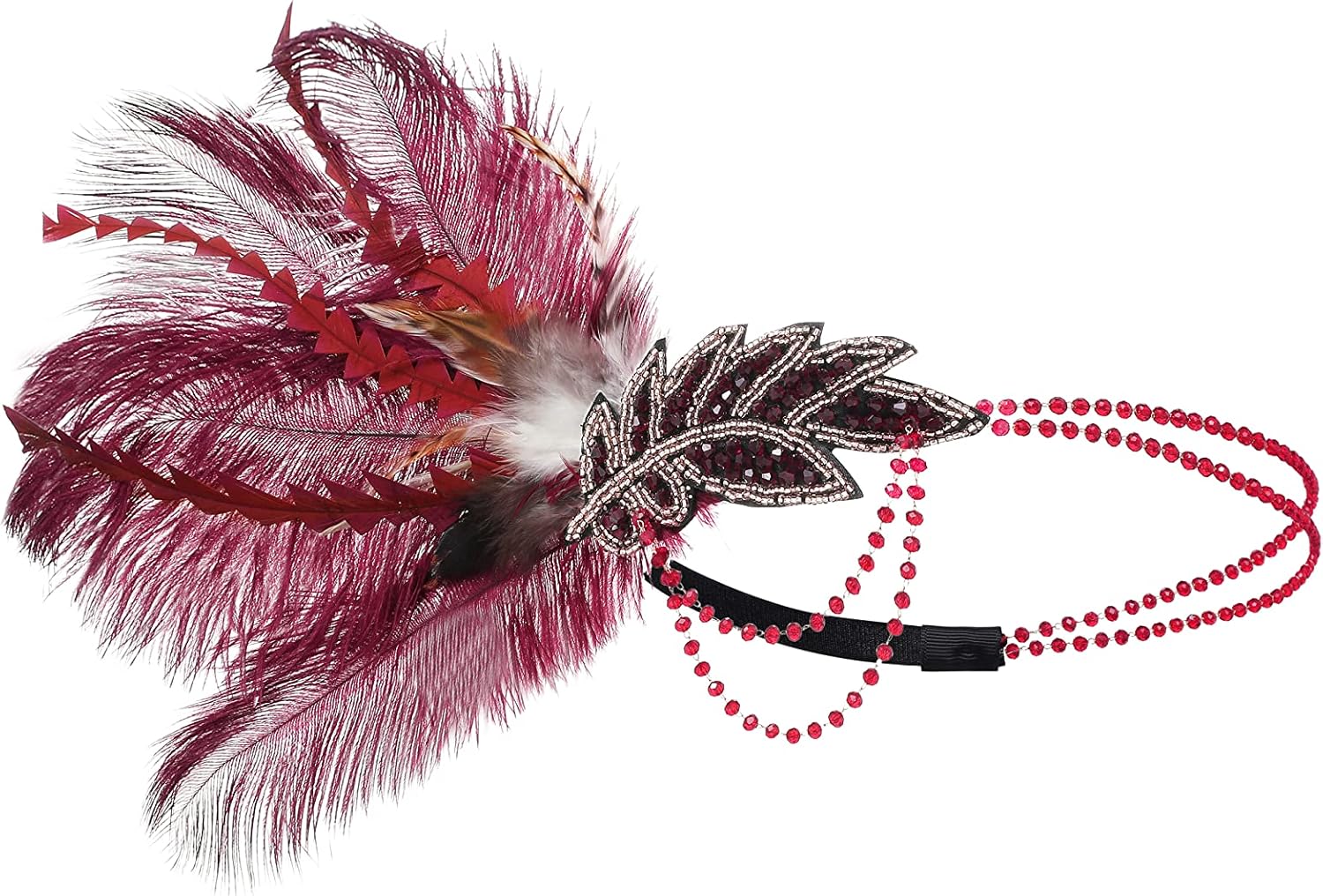 BABEYOND 1920s Headpiece Flapper Headband - Roaring 20's Sequined Showgirl Hair Band with Feather - Image 5