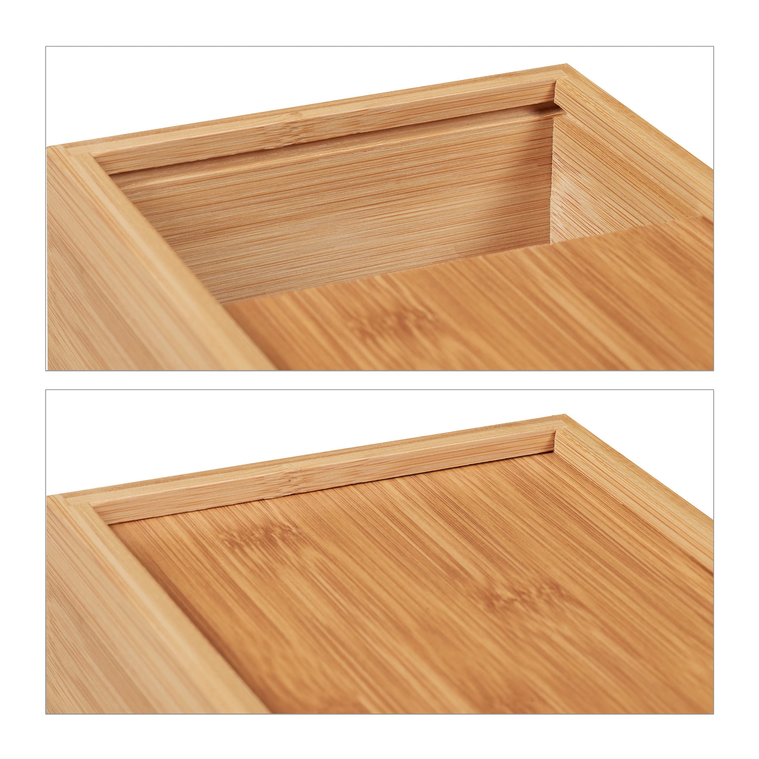 Relaxdays Scatola Portafazzoletti, in Bambù, per Fazzoletti Standard, Box, Bagno, Cucina, HLP 8,5x24,5x13,5 cm, Naturale