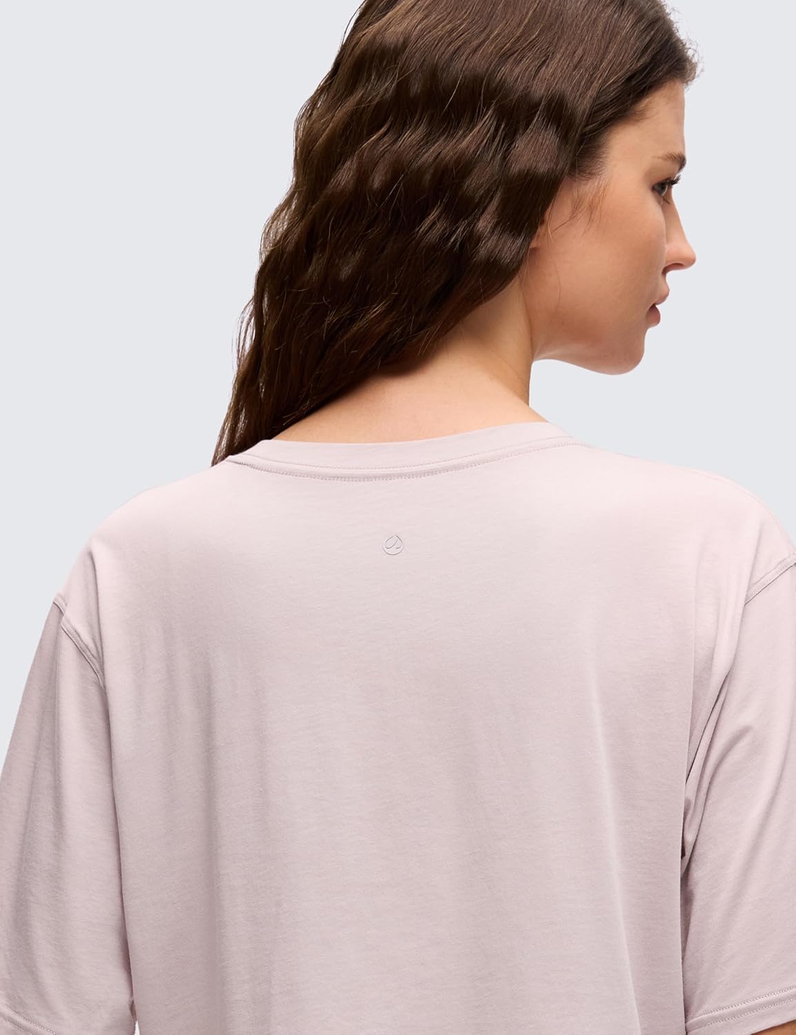 CRZ YOGA Pima Cotton Loose Crop T-Shirts for Women - Workout Yoga Casual Athletic Running Short Sleeve Shirts Crewneck Tops