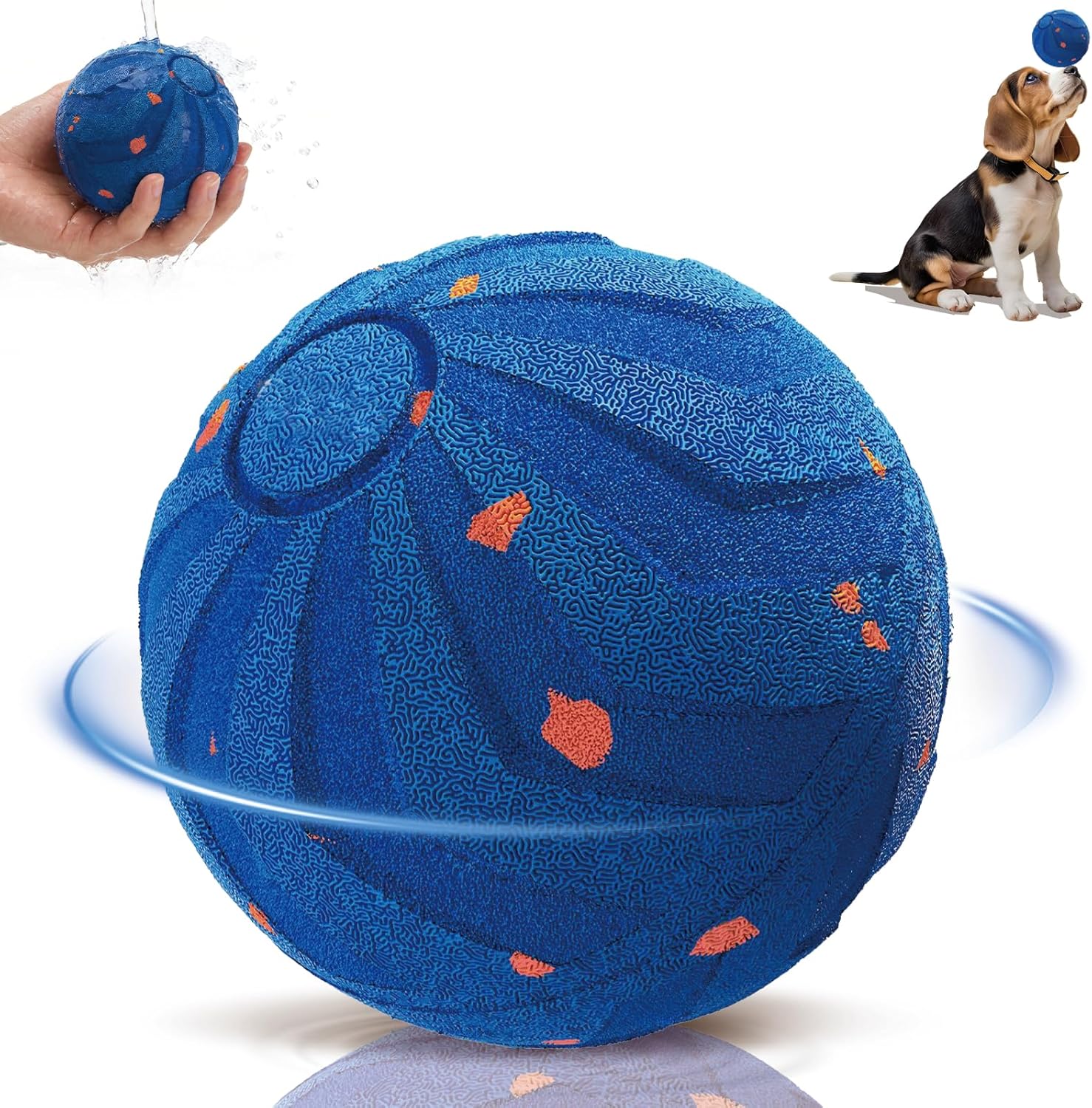 Smart Interactive Dog Toy, Automatic Moving, Bouncing and Rotating, E-TPU Material, IPX7 Waterproof Rating, Active Rolling Ball for Medium and Large Dogs-Blue