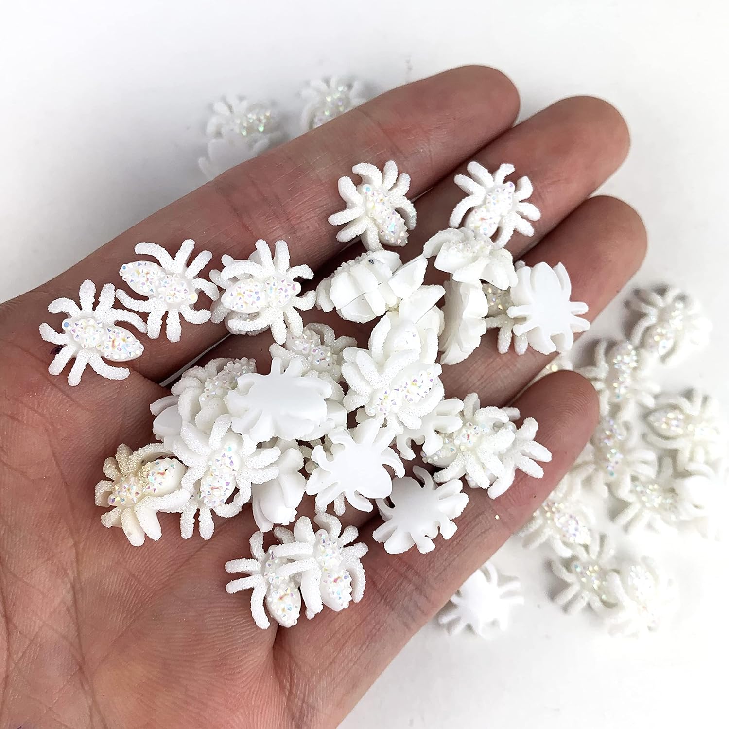 Worlds 60PC Halloween Black Spider Resin Flatback for Scrapbooking Decorations Embellishment DIY Craft Making Charms 13mm