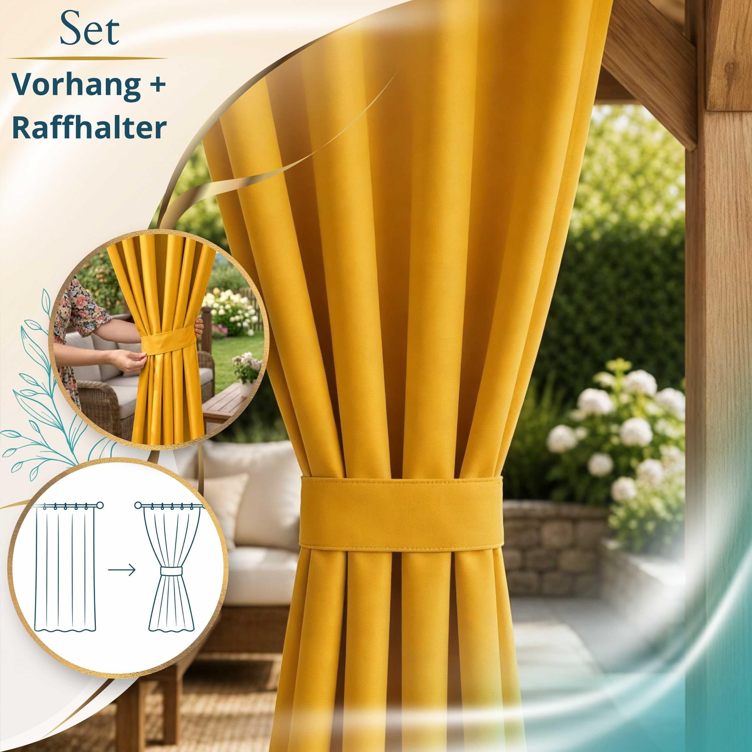 Outdoor Vorhang Grün 155x260 cm UV-beständig farbecht XXL | Polyester Oxford 500D wetterfest UV-Schutz · bodenlange 260 cm · für Pergola, Pavillon, Veranda, Pool, Patio