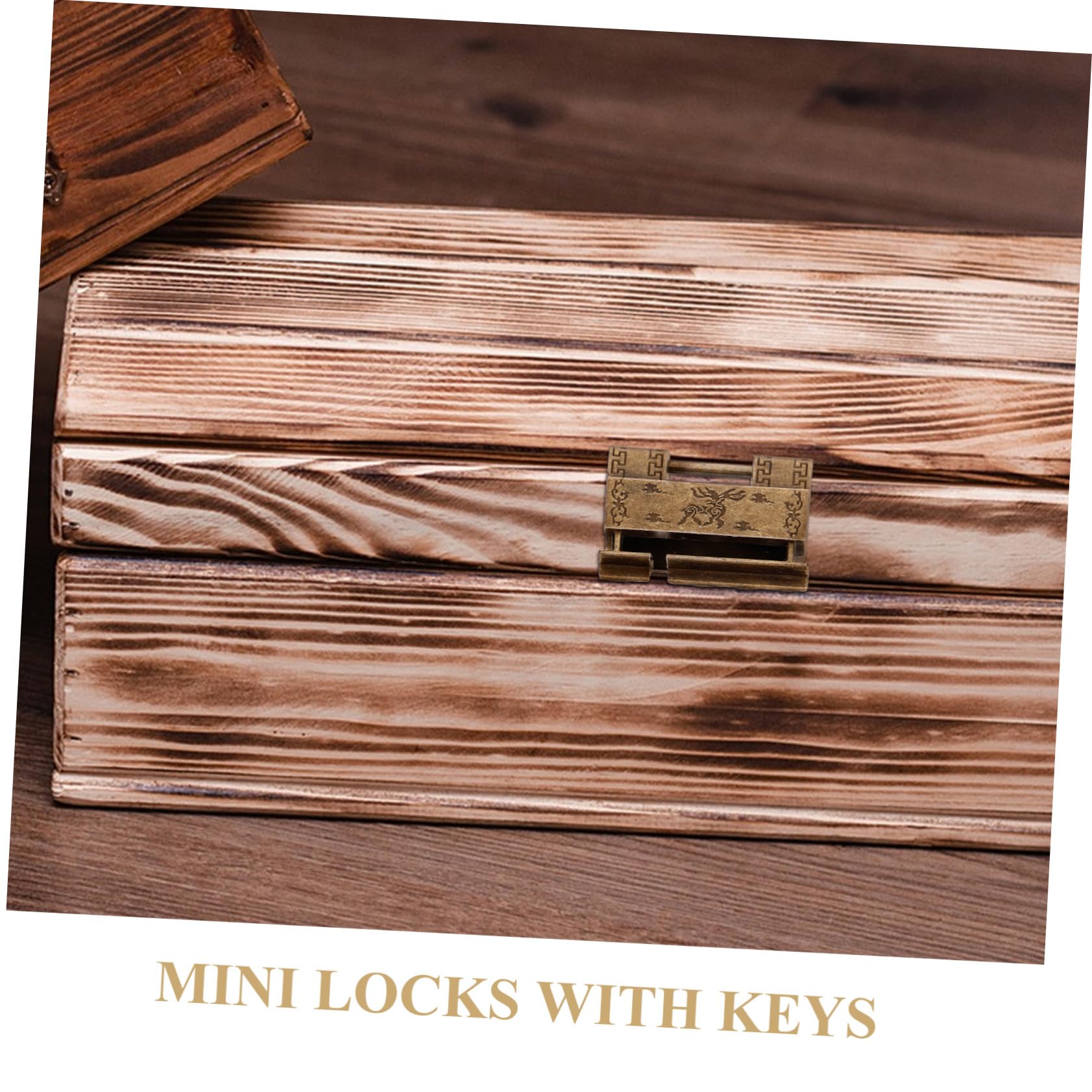 Lurrose 5 Sätze Antikes Kleines Schloss Vorhängeschlösser Schublade Riegel Code Tastensperre Schlüssel Antikes Vorhängeschloss Holzkistenverschlüsse Schrankzubehör Dark Brown Zinklegierung