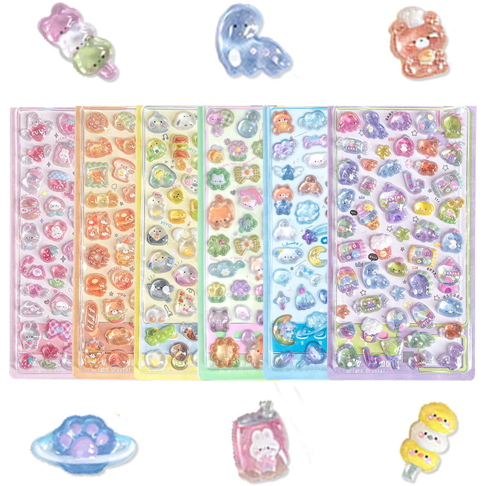 Amazon | 【6枚セット】 3Dシール ぷっくり ぷくぷくシール 可愛い