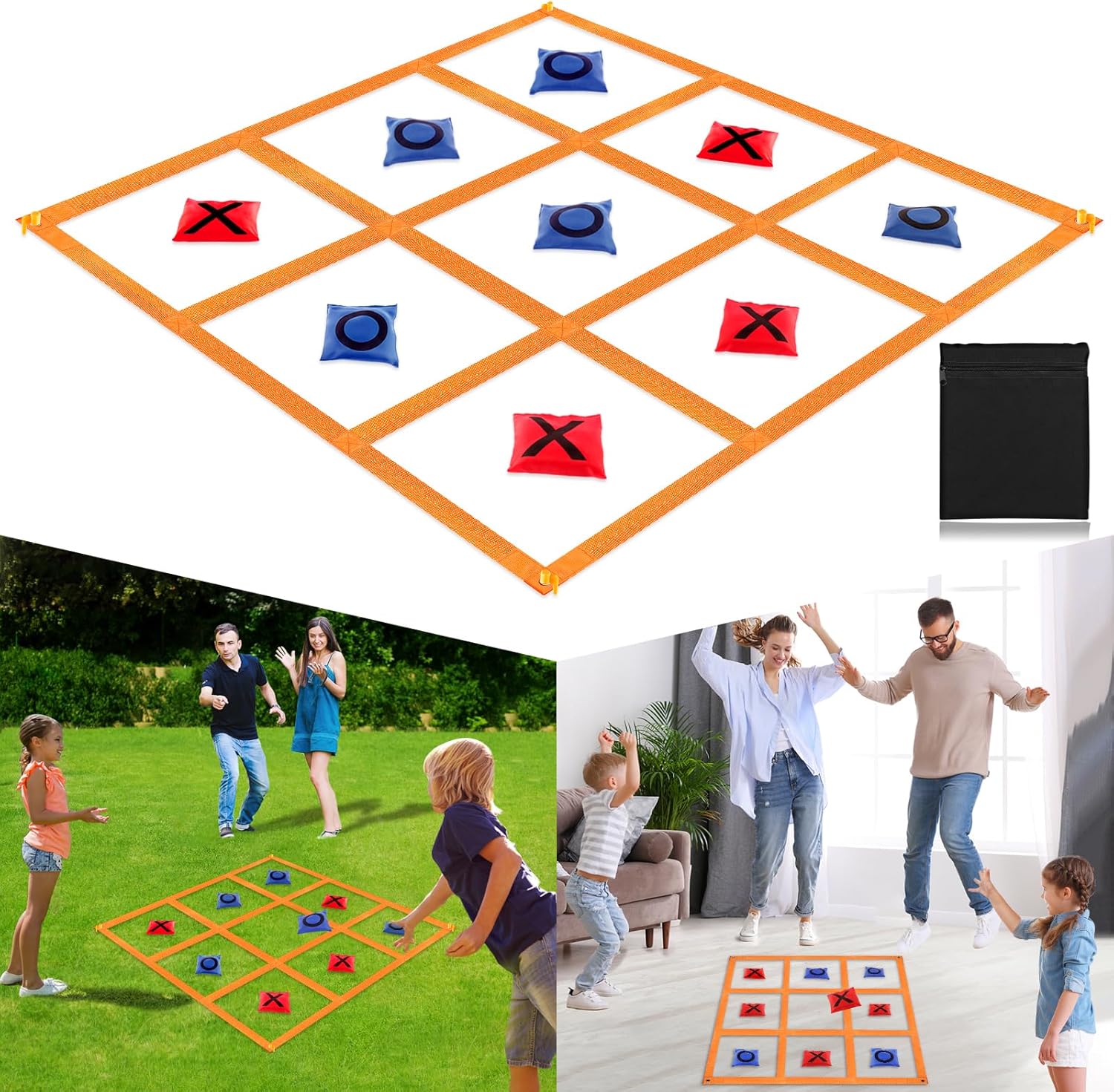 Giant Tic Tac Toe Strap Game Indoor Outdoor, 4 Ft X 4 Ft