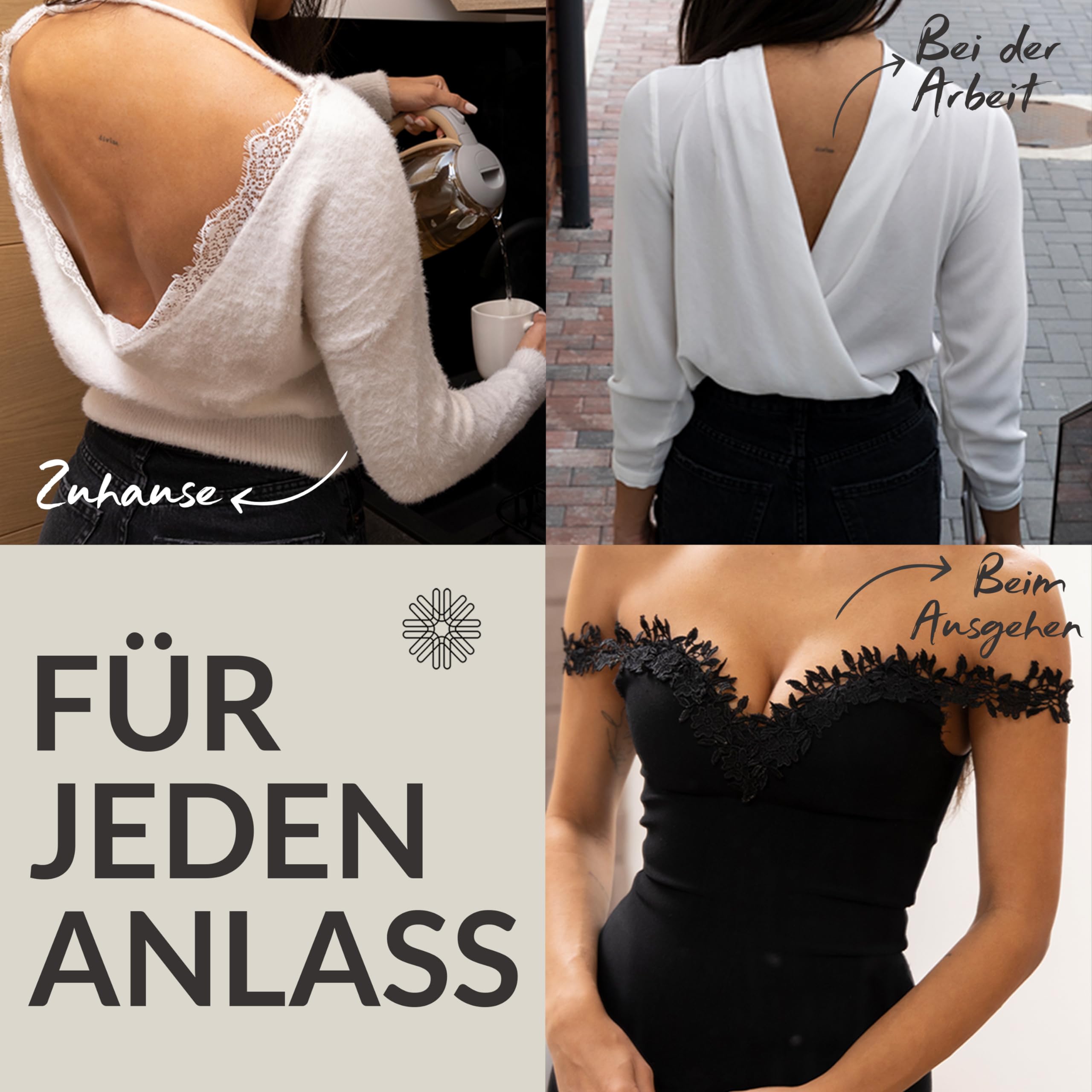ILLURE® Adhesive Bra Samoprzylepny biustonosz push-up [opakowanie 2 szt.] Bez ramiączek, niewidoczny biustonosz push-up wielokrotnego użytku w kolorze czarno-beżowym.