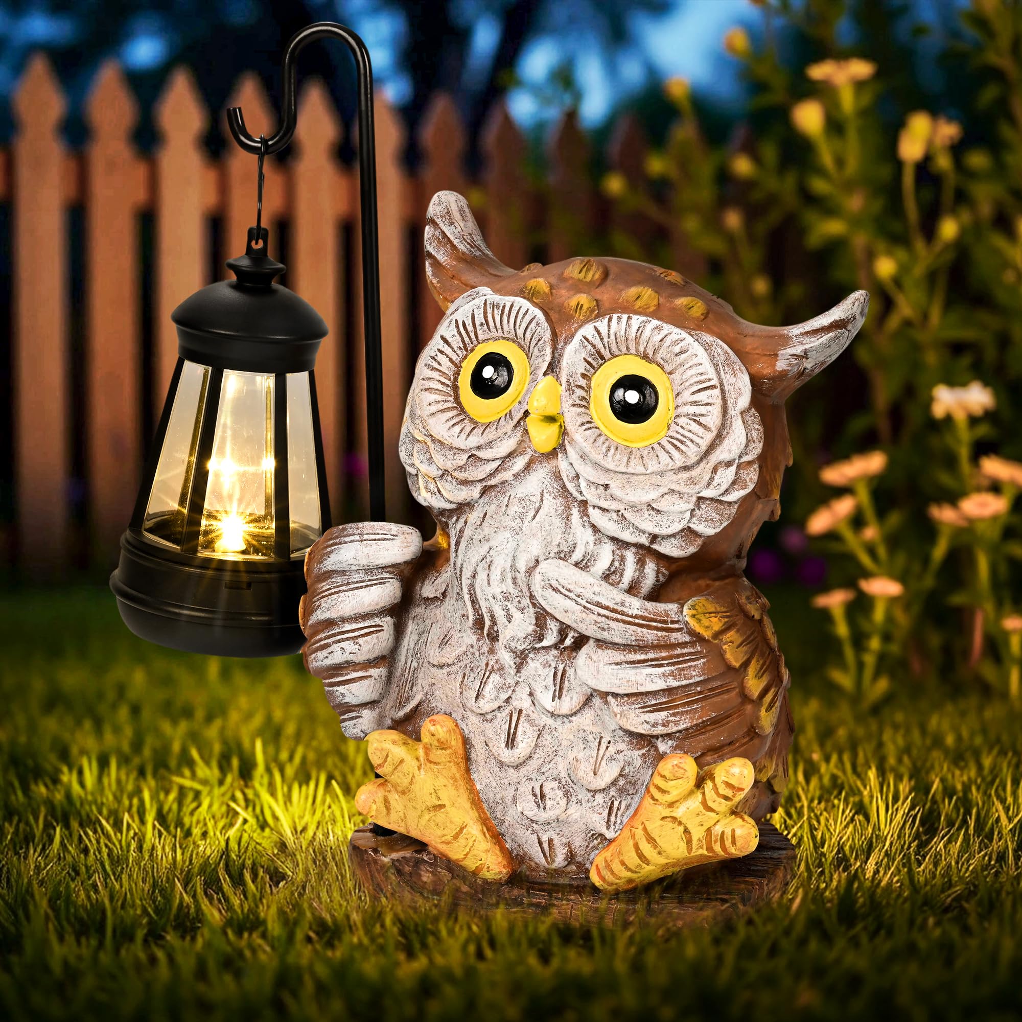 GIGALUMI Statue solari da giardino a forma di gufo luci per esterni, cortile, decorazione da giardino Regali unici per la mamma, regali di compleanno per le donne, decorazione per patio