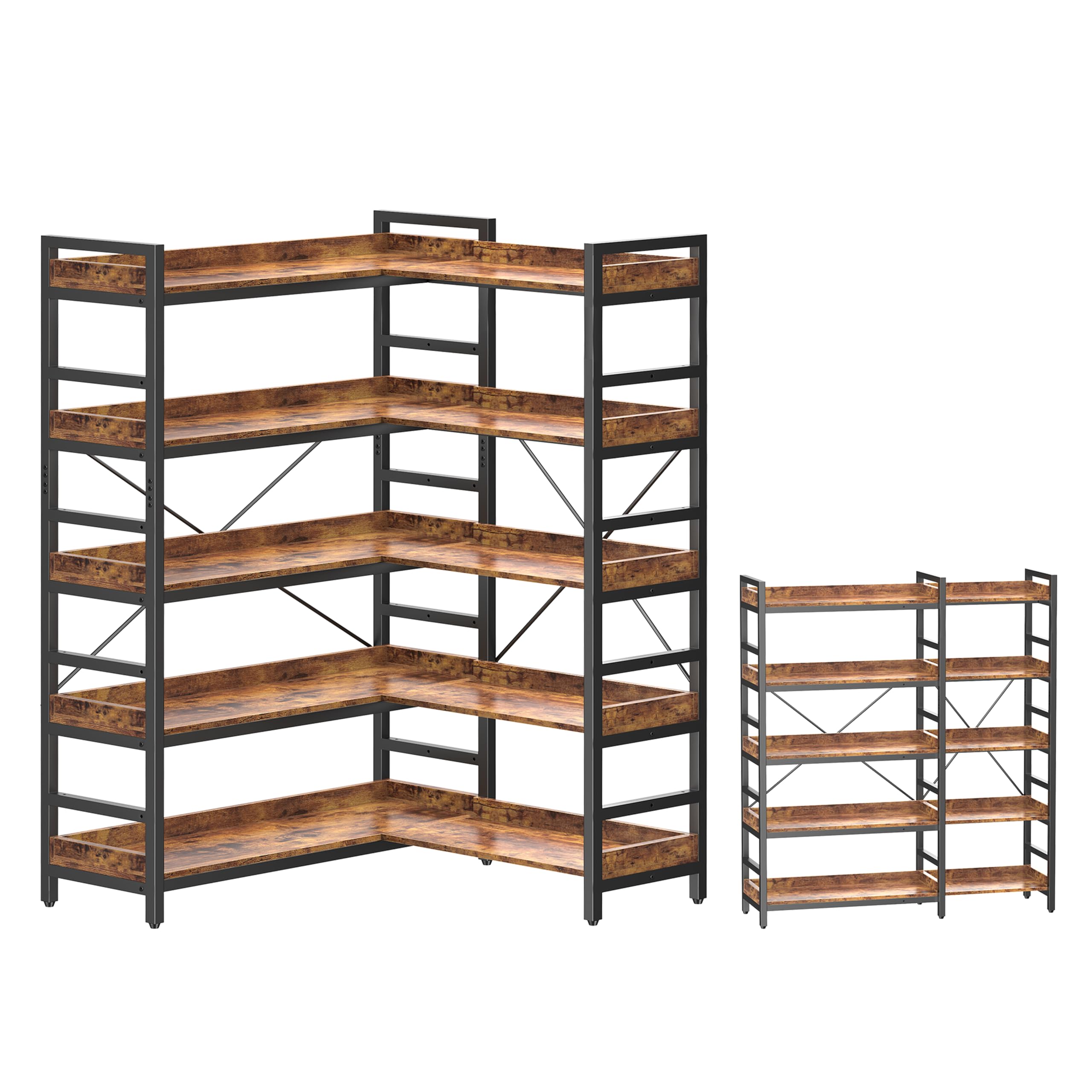 HCHQHS Adjustable Bookshelf with Hooks