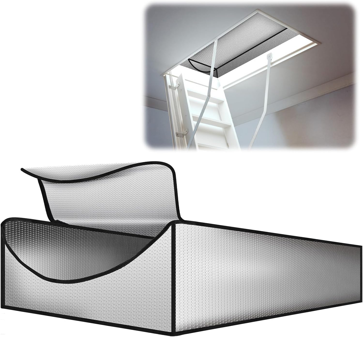 30" x 60" x 11" Attic Stairs Insulation Cover Attic Door Insulation Cover Energy Saving Stairway Ladder Insulator Pull Down Tent with Access Zipper Thick Reflective Thermal Barrier for Summer