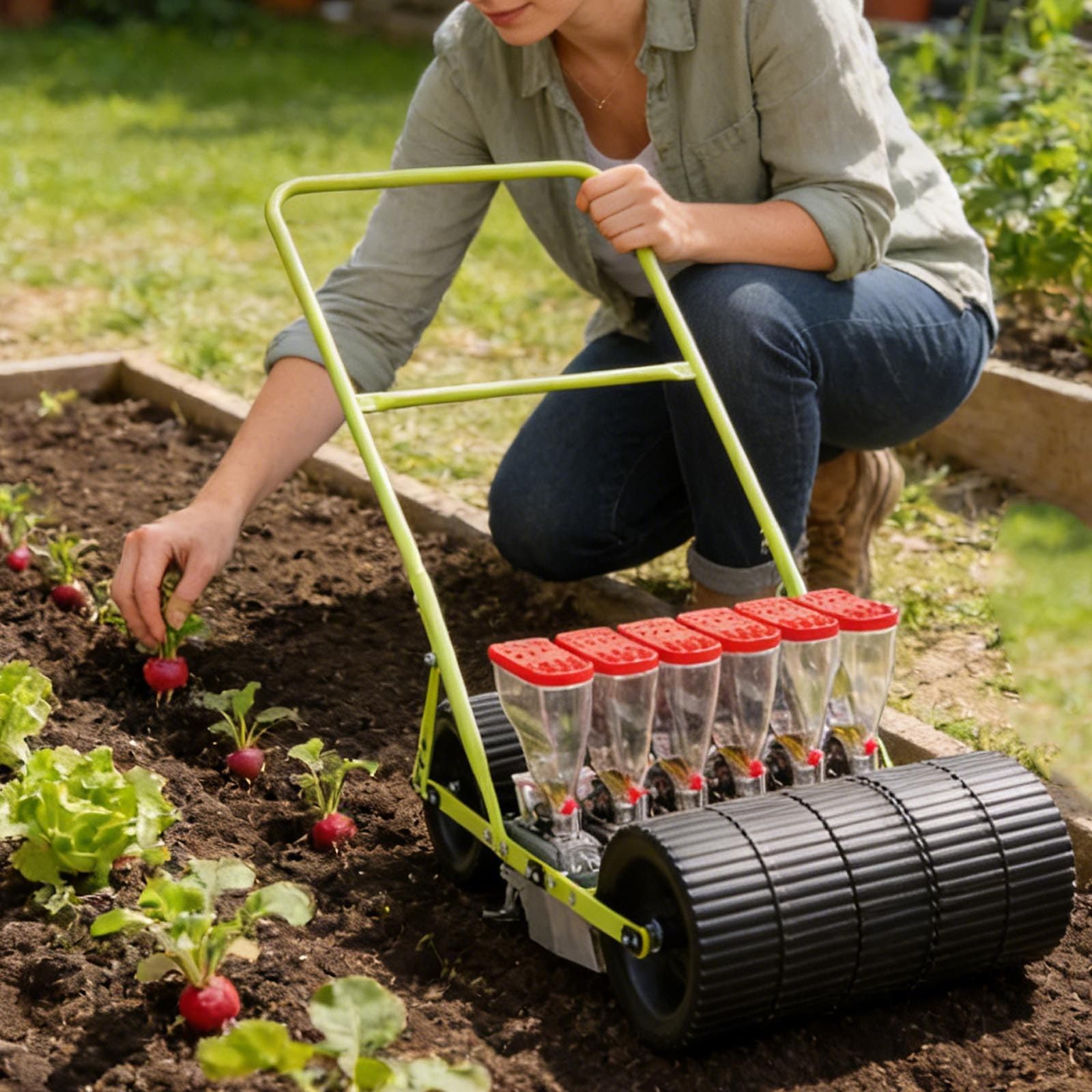 Sembradora de jardín | Sembradora manual de precisión para verduras y flores | Sembradora multifila para terrazas y laderas