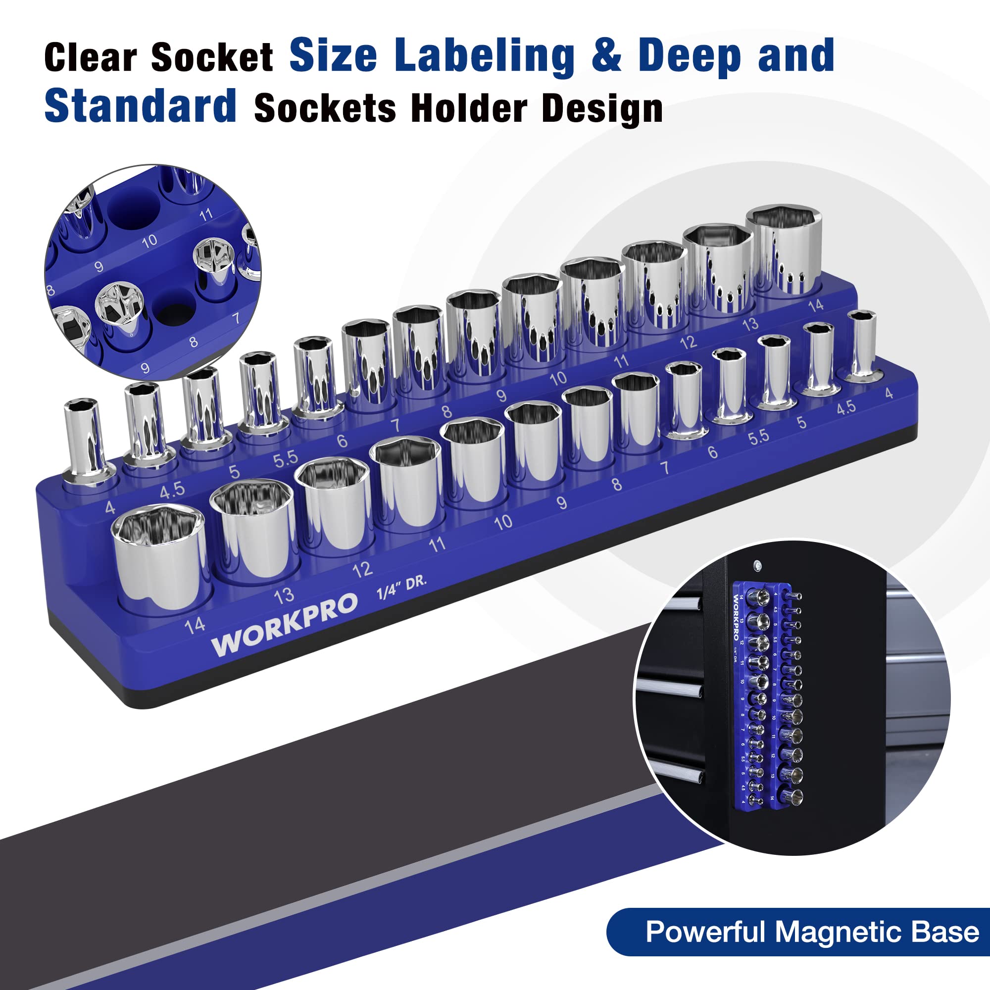 Snapklik.com : WORKPRO Magnetic Organizer, 1/4-Inch Metric Socket ...