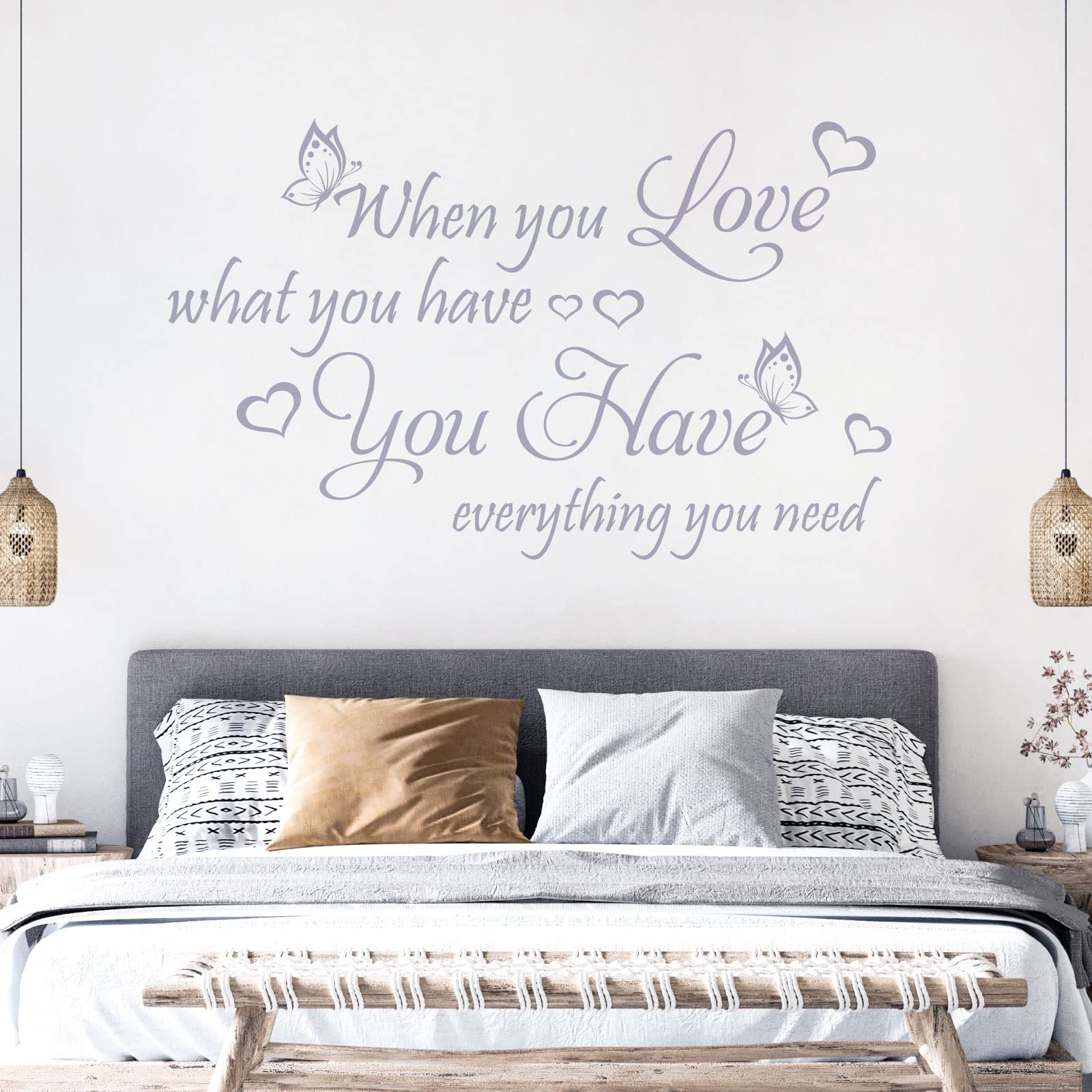 When You Love What You Have, You Have Everything ... - Quote Decal Wall Sticker [XLarge] [Light Grey]