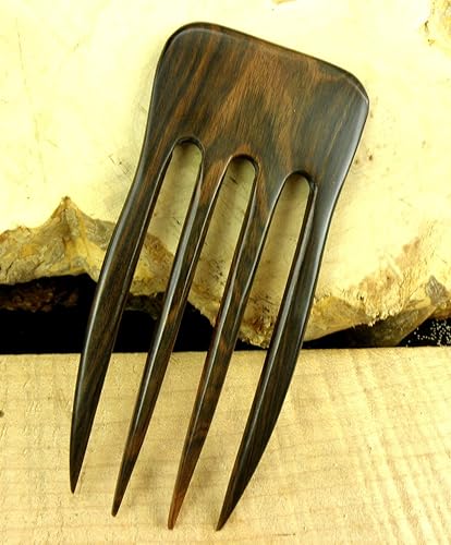 Miniatura 4 de JWL (1) S.E. Asian Ebony - Palo de pelo recto de cuatro puntas de 6 pulgadas, horquilla de púa de pico, longitud funcional de la punta (FPL) 4 5/8