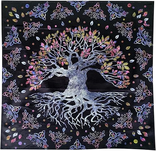 Xuyuan Altar Cloth Altar Wiccan Cloth Tapestry Tablecloth Celtic Trees Ritual Spiritual Cloth, Square Tarot Table Cover Sacred Cloth for Home Decor