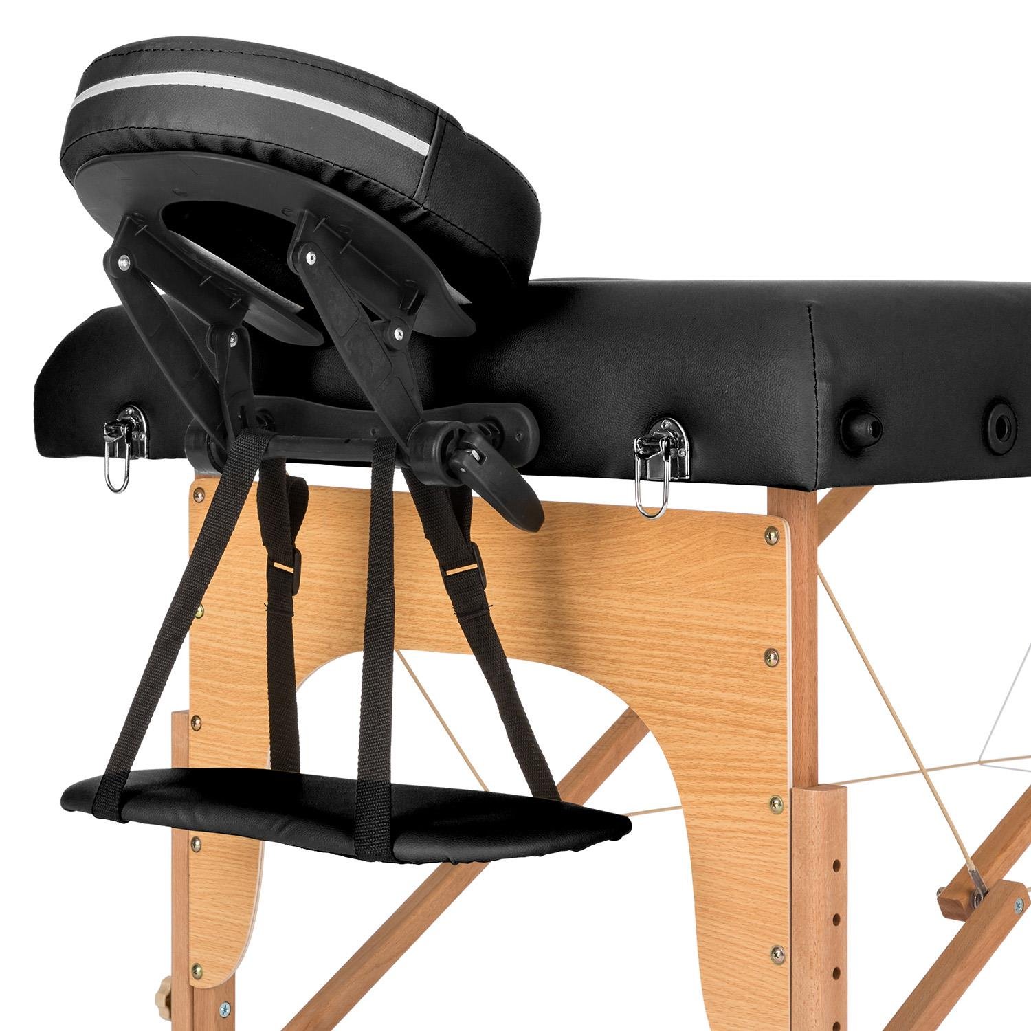 KLAR FIT MT 500 Lettino da Massaggio Portatile - Lettino Estetista 210cm, Peso Massimo 200 kg, Due Poggiatesta, Schienale 10 Regolazioni, Apertura Viso, Ripiegabile, con Borsone, Nero