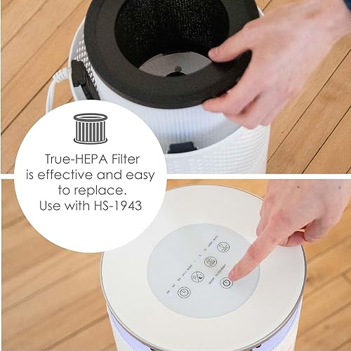 Miniatura 6 de Crane Purificador de aire True HEPA prefiltro y luz UV, cubre hasta 500 pies cuadrados, limpiador de aire de habitación grande para dormitorio, sala