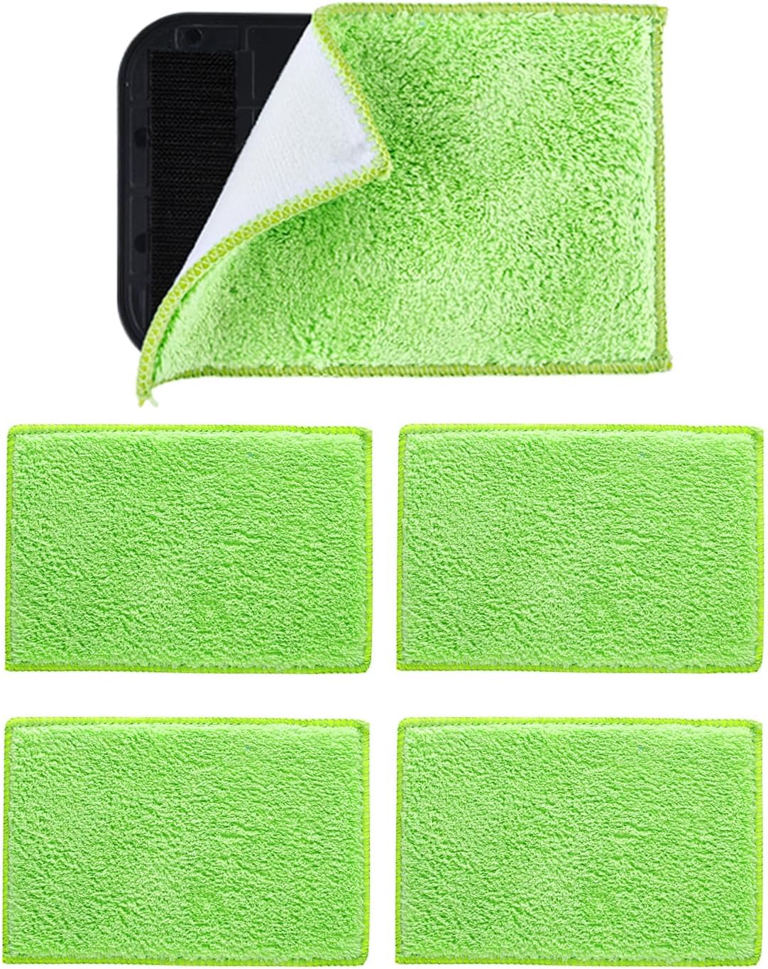 5PACK Microfiber Pads 6 * 4inch Replacement Heads Cover for Pivot Windshield Cleaner Tool, Car Windshield Cleaner Tool Pads, Washable Reusable Triangle Heads (Green), Handle Not Included