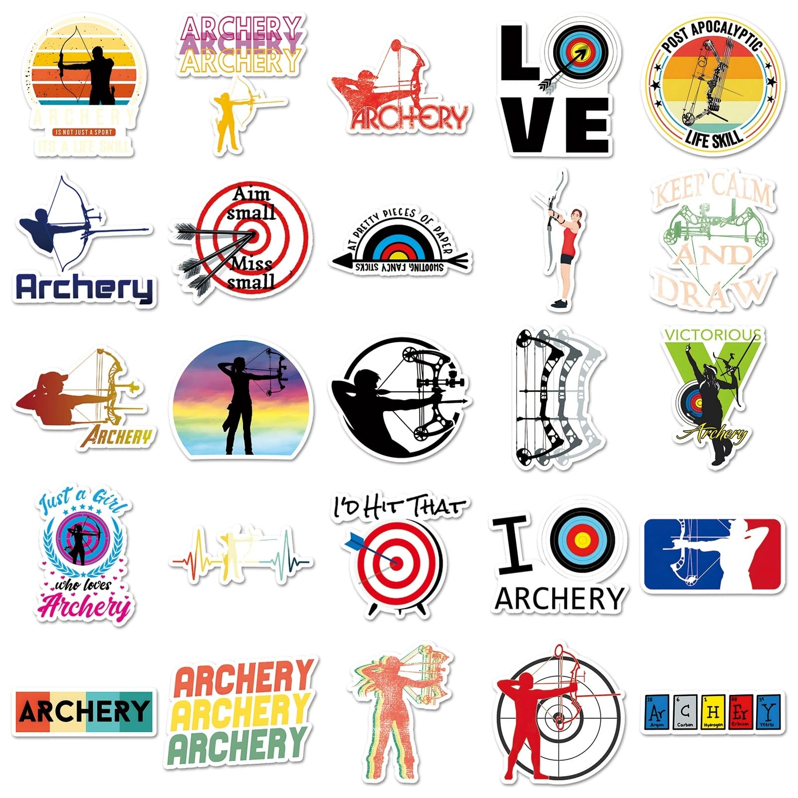 Archery Stickers for Laptop(50PCS),Gift for Children Teens Adults Girl Boys,Archery Waterproof Stickers for Skateboard,Scrapbook,Bike,Phone,Computer,Luggage Water Bottle Guitar - Image 4