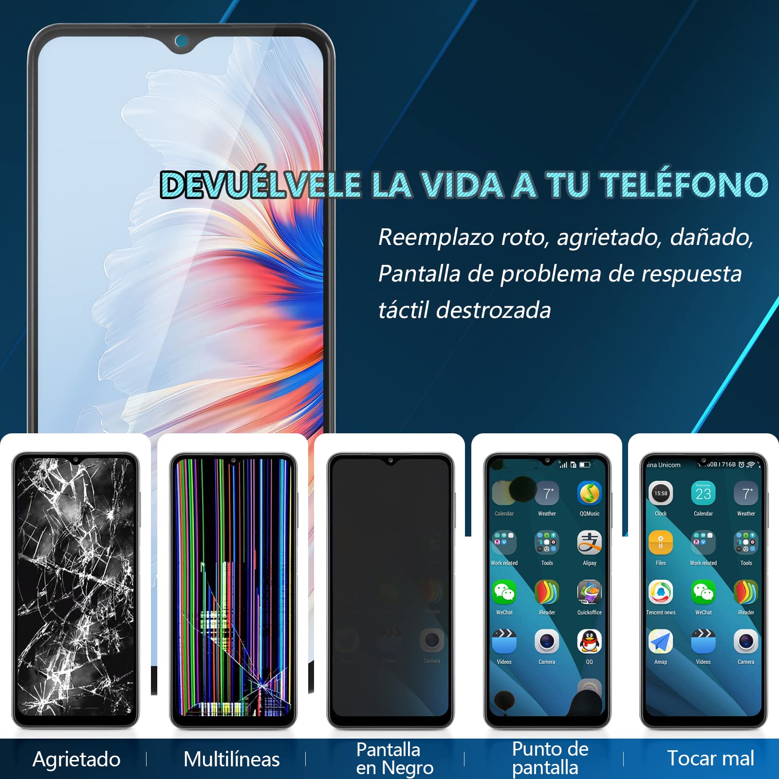 RongZy para Xiaomi Redmi Note 11/2201117TG/2201117TI/2201117TY/2201117TL LCD+Pantalla Táctil Digitalizador Asamblea Reemplazo +Reparación Herramientas(Negro)