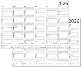Tafelkalender 2026 Halbjahreskalender 6 Monate auf Vor- und Rückseite DIN A4 Format 21 x 29,7 cm stabile Ausführung Sonn- und Feiertage in Rot