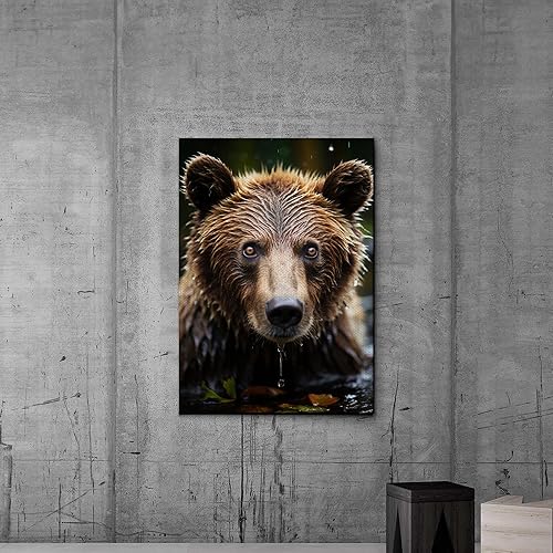 Bear Canvas Print, Animals Wall Hanging, Home decor wall art, Forest and Bear Picture, Bears in the Wild Art, Nature Print