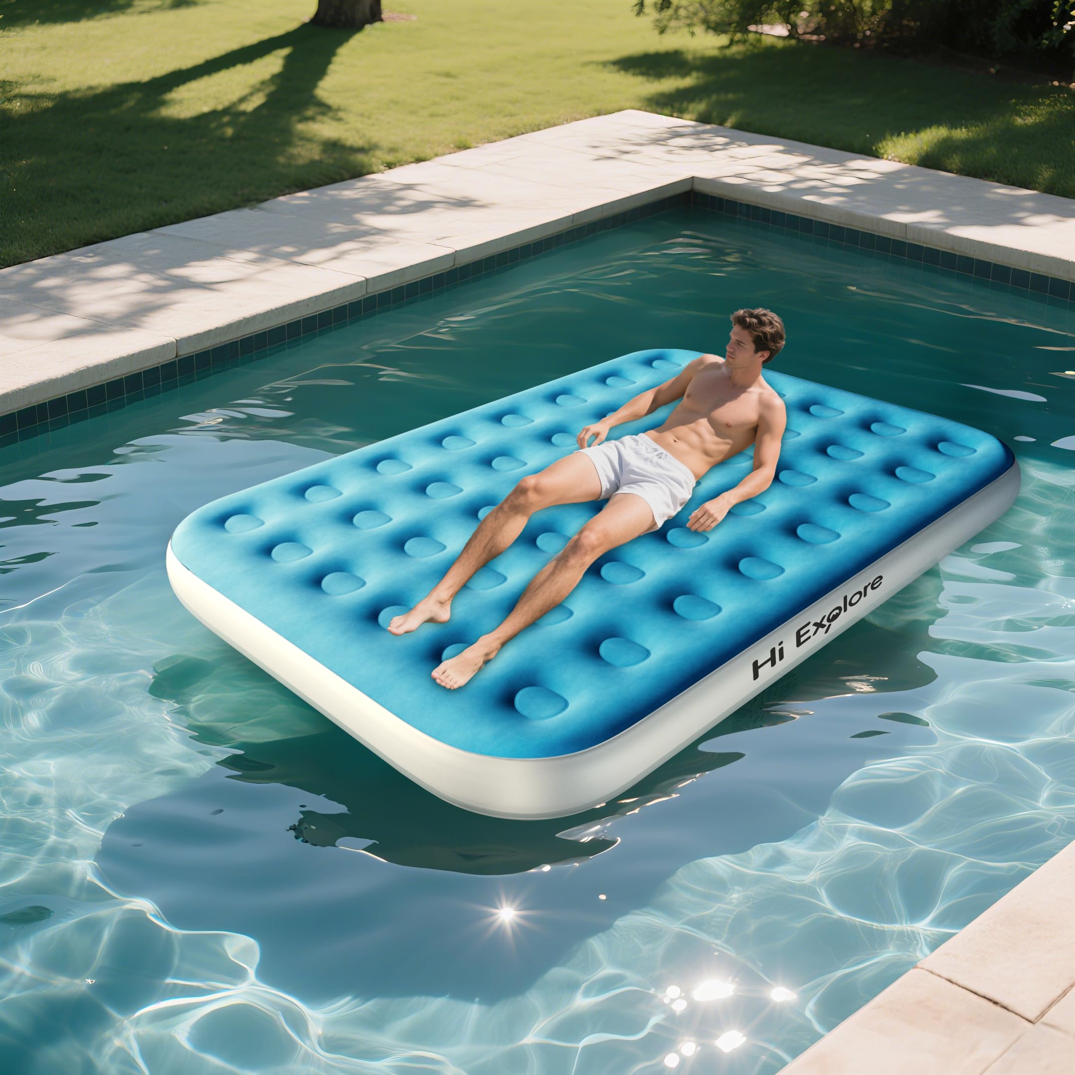 Pool Floats Adult, Inflatable Tanning Pool Lounger Float, Suntan Tub Sunbathing Raft Floatie Water-Filled Mattress,Perfect for Lake River Party & Relax
