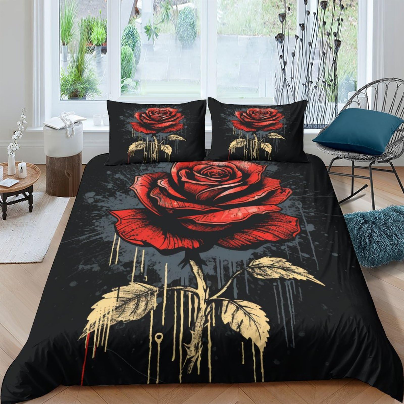 Housses de couettes roses anciennes 3D lit double microfibre luxe