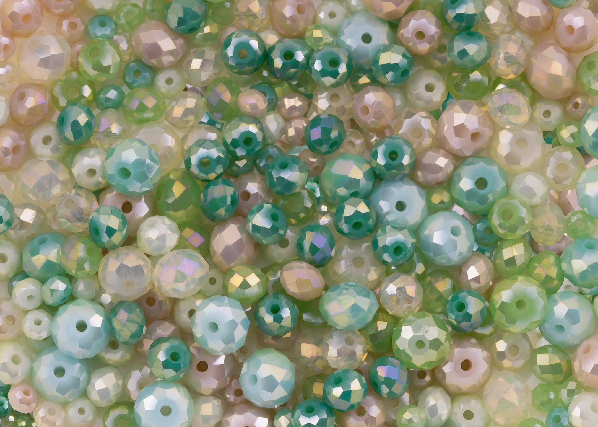 Green Mist : Crystal Glass Green Rondell Bead Set for Jewellery Making and Arts and Crafts, 360 Pieces, green, jade, mint - Image 2