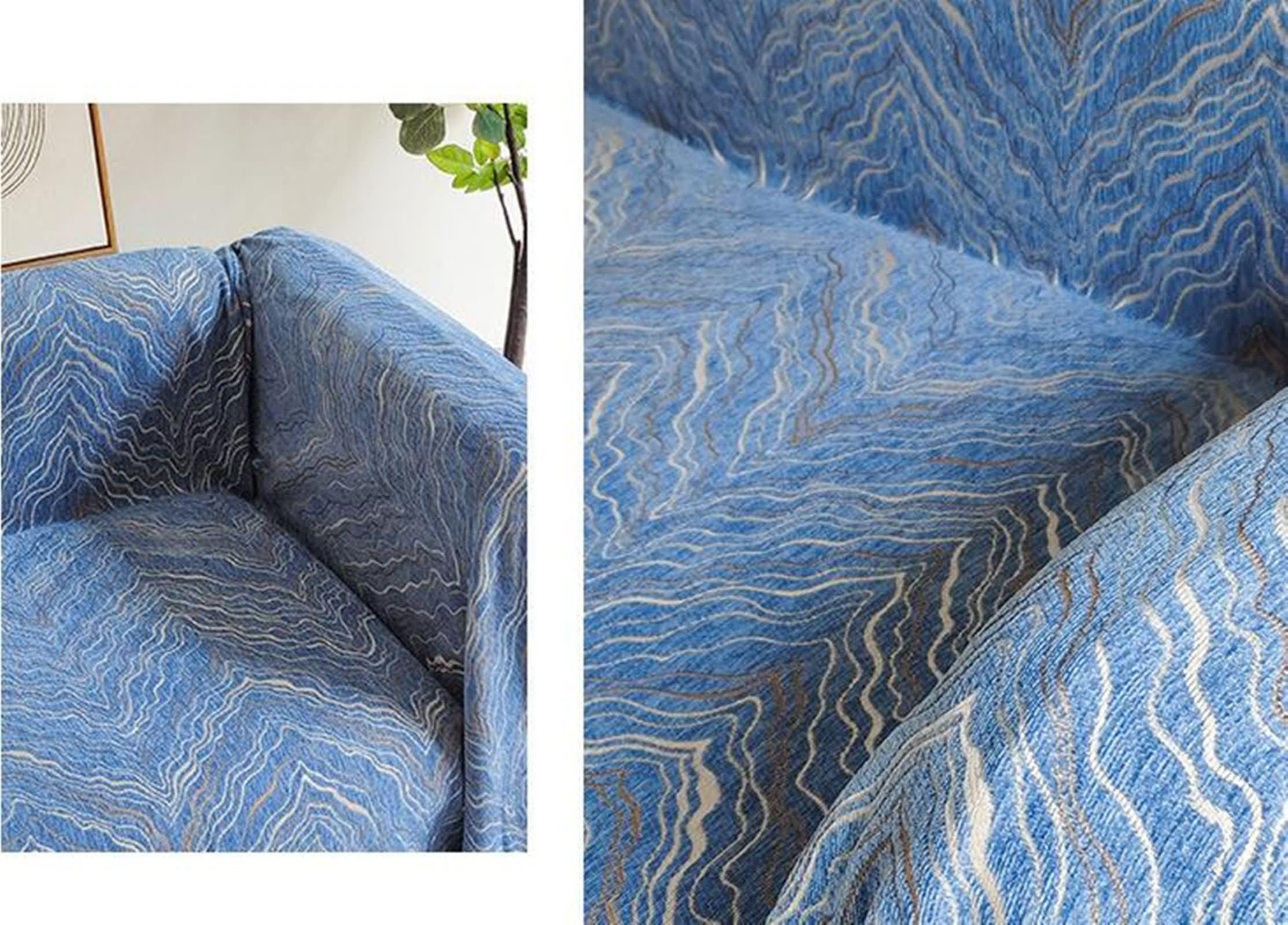 Copripoltrona 1 Posto,Coperta Divano Letto Blu Copridivano Divano Angolare 180x180CM Copripoltrona Ciniglia Marmorizzato Strutturato