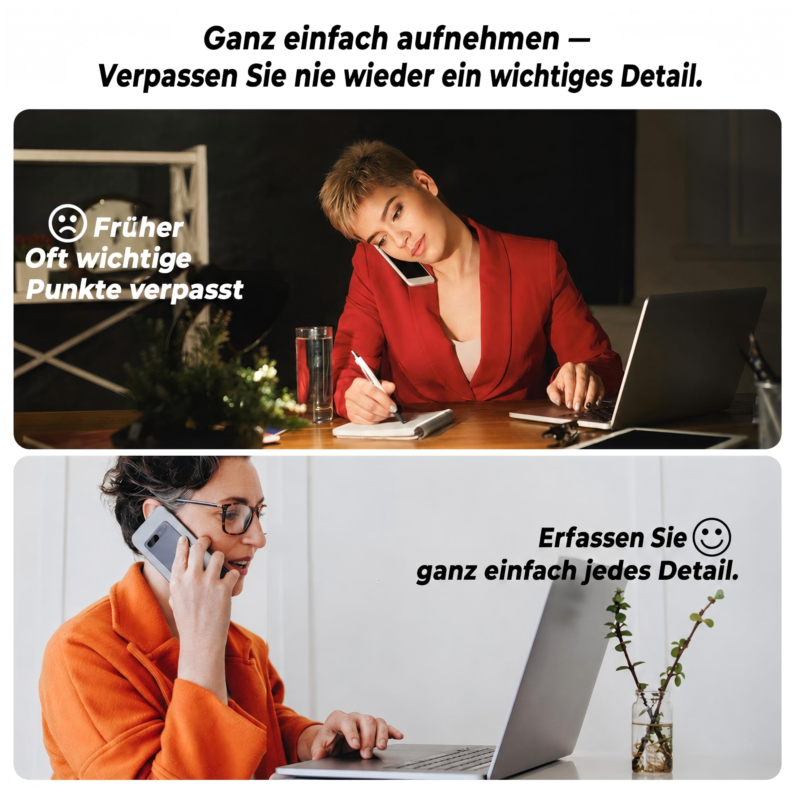 KI Diktiergerät, Diktiergerät Mini 64 GB, Schwarzes Gehäuse | Gestützte Transkription und Zusammenfassung, Unterstützung Mehrerer Sprachen, App Steuerung( 5.4*8.5*0.2)